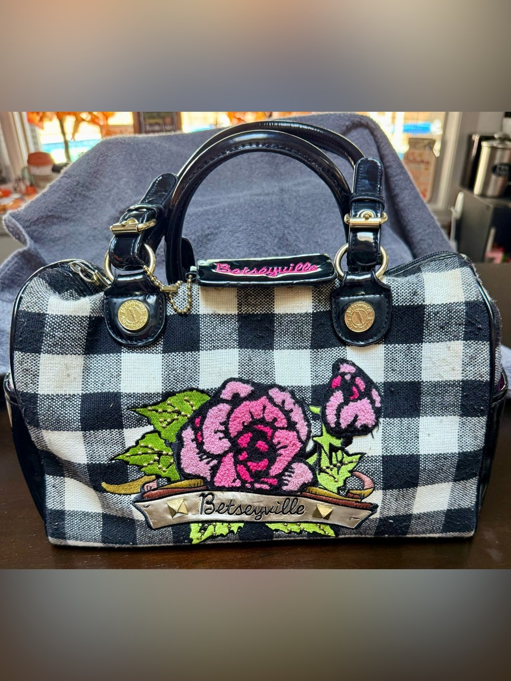 Betsey Johnson Betseyville Gingham Satchel